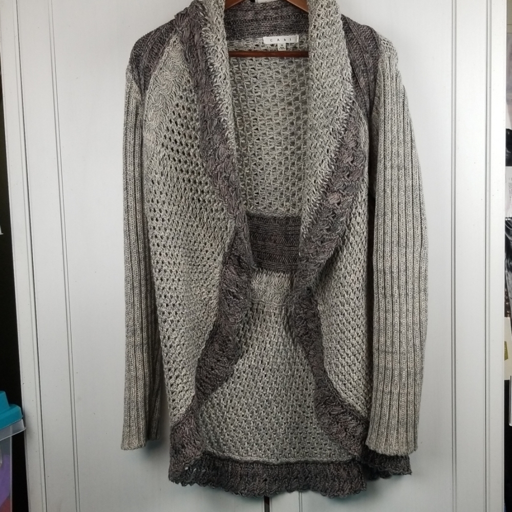 CAbi draped open front knit cardigan medium